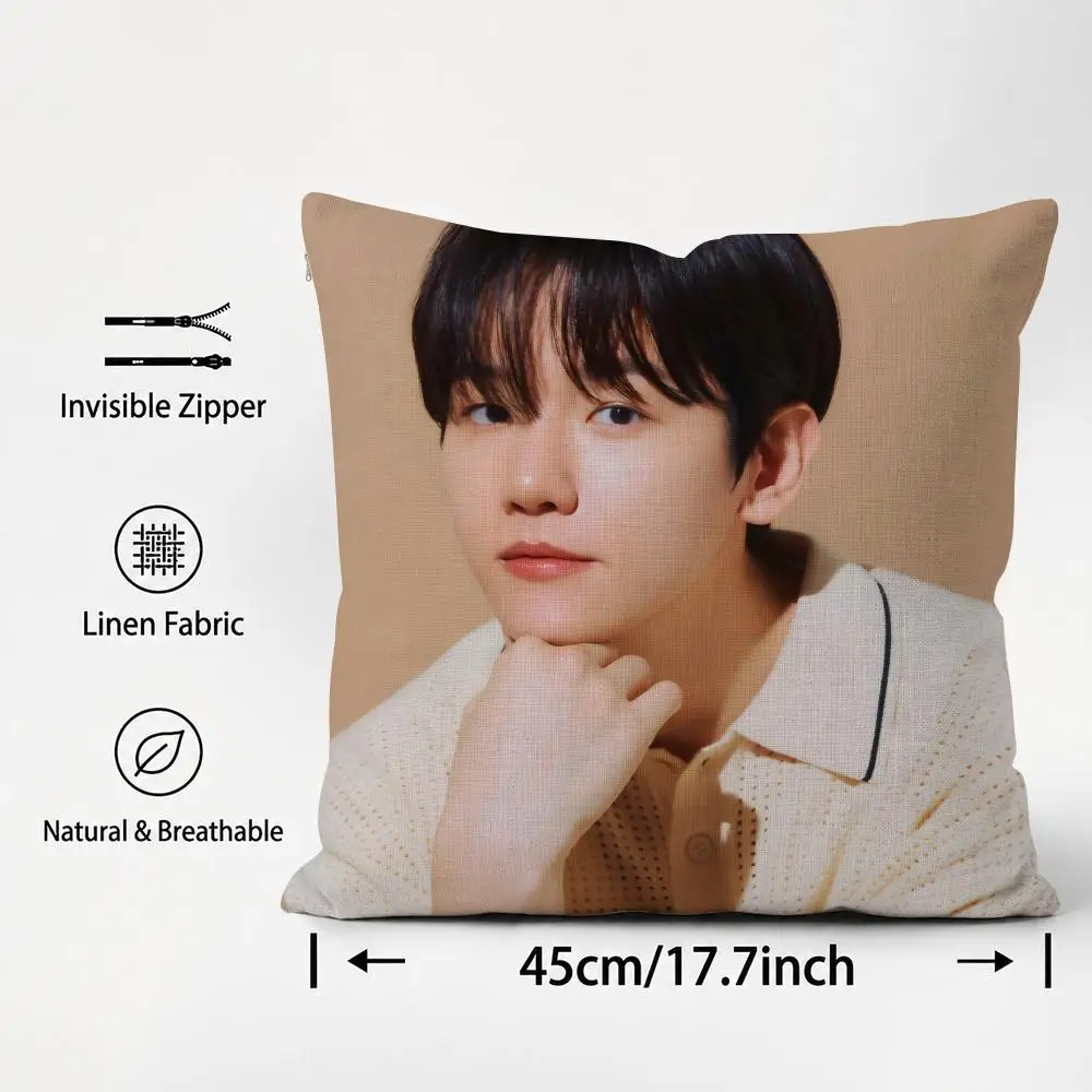 Singer Baekhyun Cushion Cover Cushion Covers Natural Linen Breathable Sofa Bedroom Decor Pillowcase