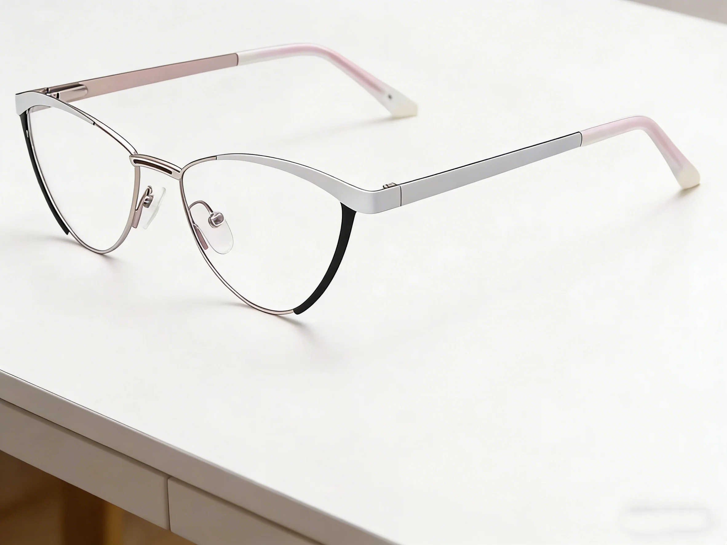Women's Cat Eye Metal Progressive Multifocal Myopia Glasses Anti Blue Light Computer Eyeglasses Custom Prescription