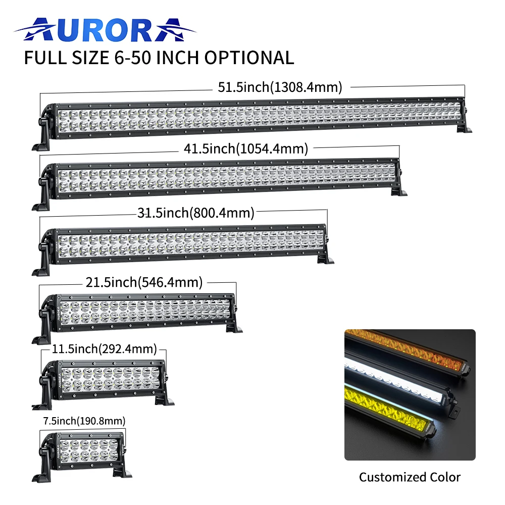 

ATV&UTVAurora High Power Car Offroad 500W Led Bar 10 20 30 40 50Inch Combo Dual Row 4X4 Truck LED Light Bar