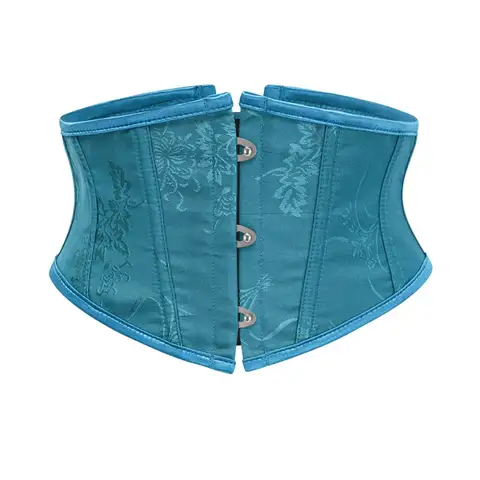 Dark Blue Jacquard Boned Underbust Sexy Waist Trainer Body Shaper Corset Top Gothic Vintage Clothes Woman Bustier Lingerie XXL