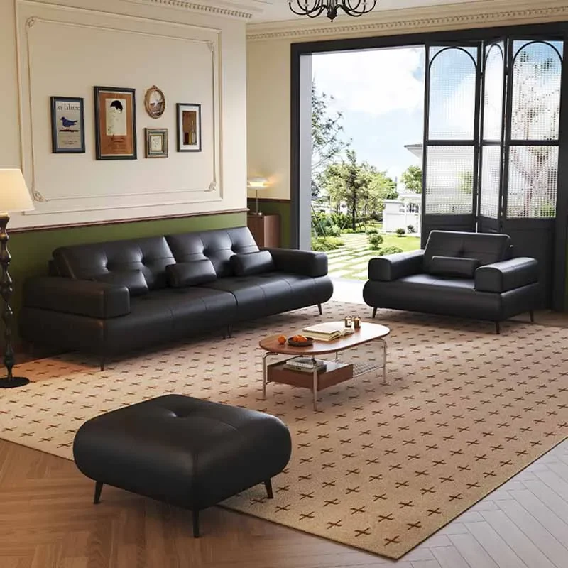 

New Arrival Black Living Room Sofas Unique Soft Luxury Nordic Floor Lazy Sofa Sectional Modern Wood Divano Apartment Furniture
