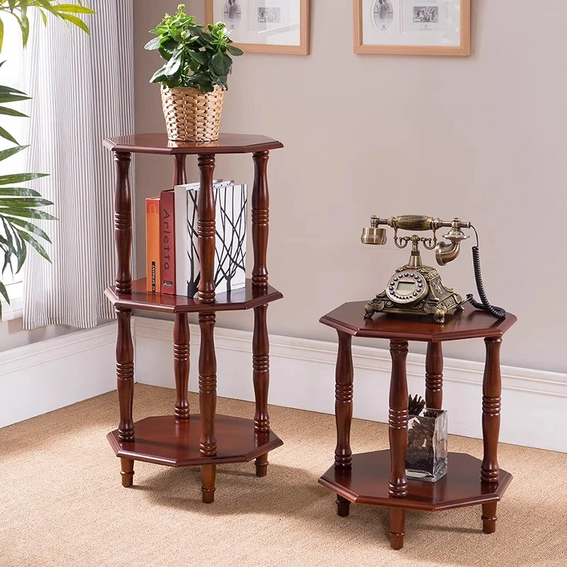 

All solid wood flower rack, high-grade round flower rack, European-style household living room, multi-layer sofa edge corner