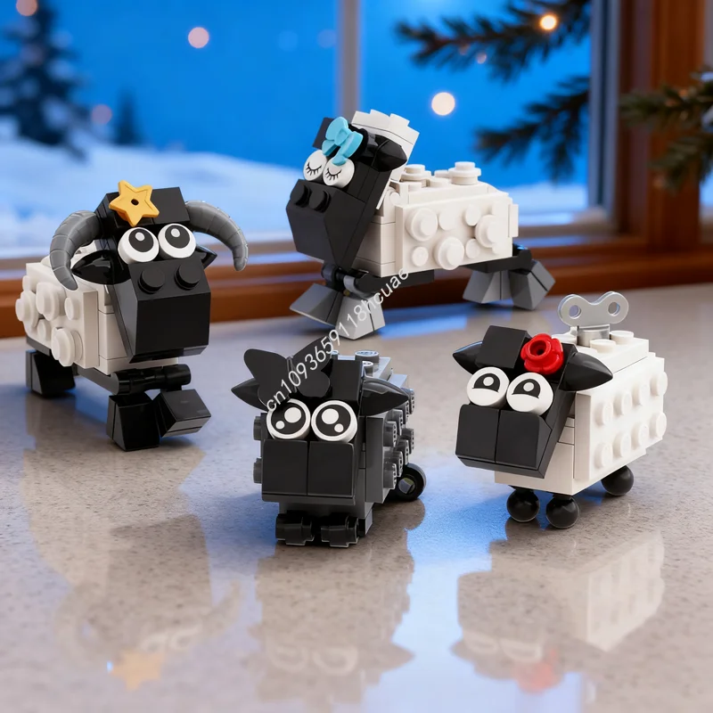 

150pcs MOC Articulated Sheep Family Model Building Blocks Toys Construction Christmas Gifts Assemble Creative Idea Brick Kids