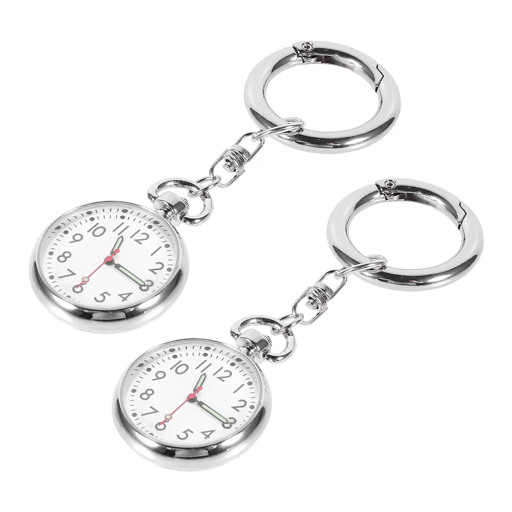 2 Pcs Nurse Watch Keychain Nurses Pocket Watches Electronic Timing Students Exam Brooch