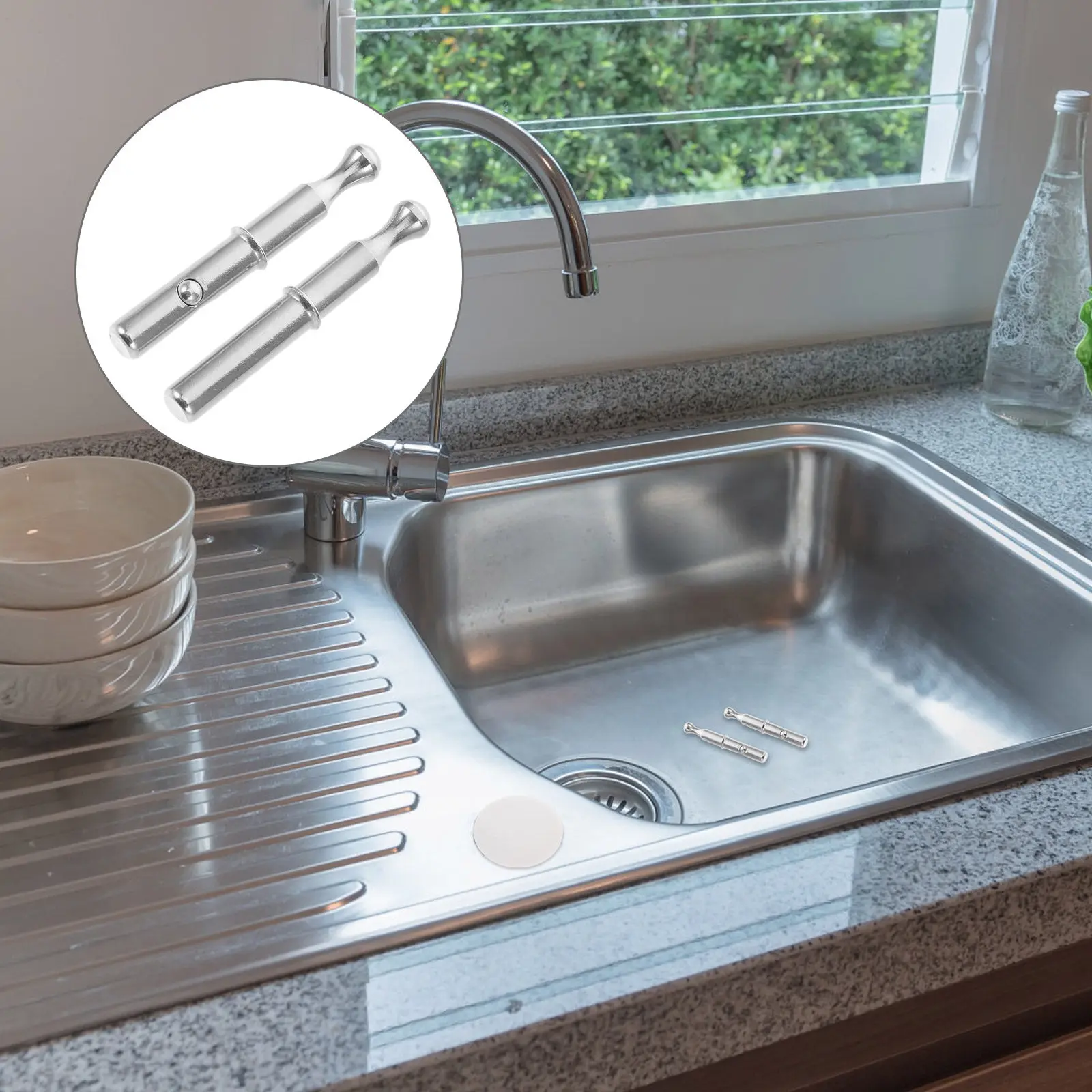 

2Pcs Stainless Steel Sink Basket Handle Threaded Replacement for Kitchen Sink Filter Basket Drain Strainer Repair Accessories