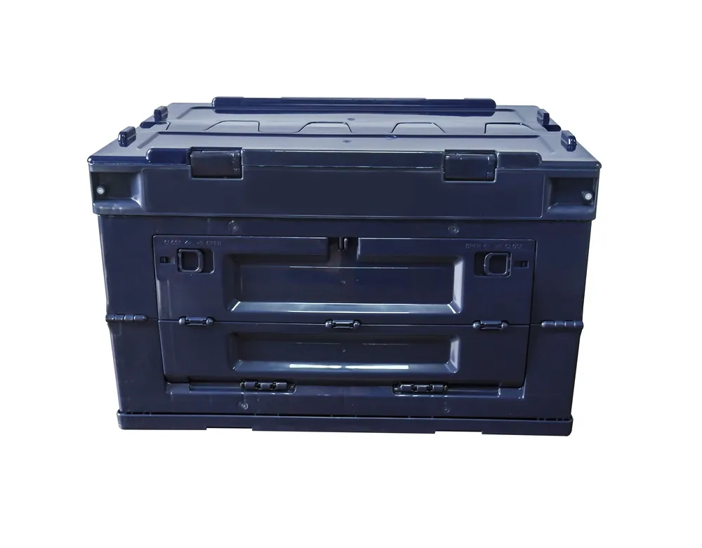 تعزيز اللون الأزرق الداكن 50L التخييم تخزين المنزل صندوق تخزين بلاستيكي قابل للطي بن