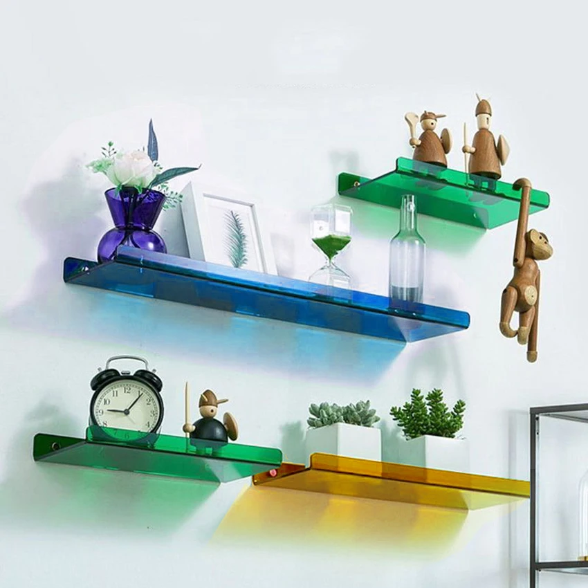 Farbe Acryl Wand Montiert Typ Lagerung Rack Moderne Badezimmer Wohnzimmer Regale Kostenloser Stanzen Wand Regal Hause Zubehör