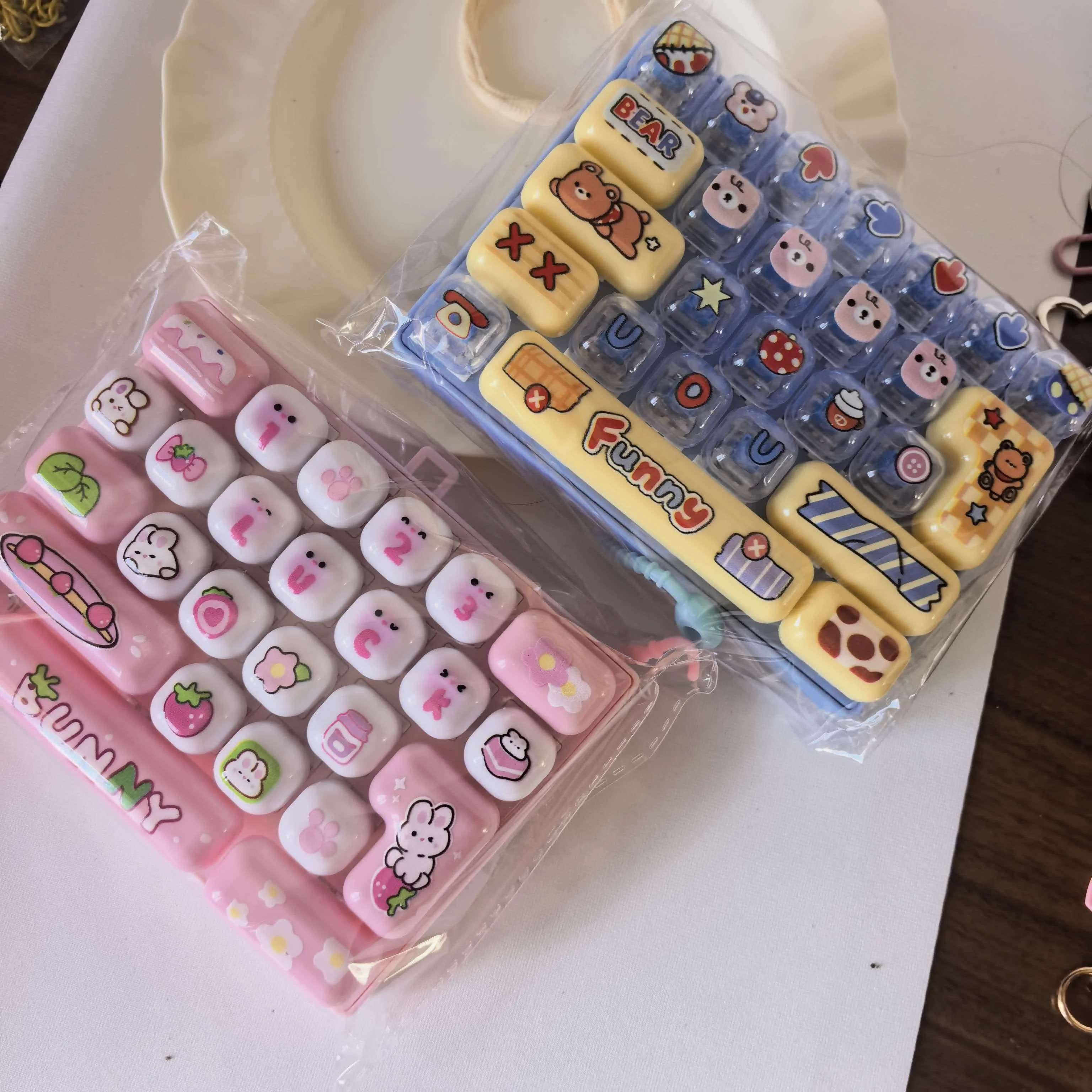 Cartoon Animal Diary 26 Grid Stress Relief Keyboard Keycap Keychain for Bags Backpacks Cars Teens Adults Couples Students Fun Gi