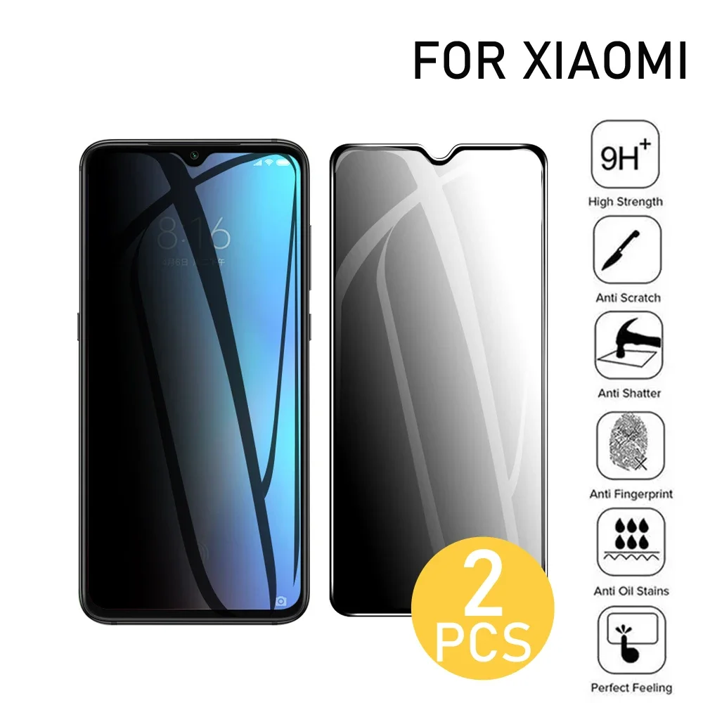 2Pcs Full Cover Black NWE Edge Anti-spy Tempered Glass  Private Screen Protector  for Xiaomi MIX2S MIX3 F1 MAX3 MIX2 PLAY NOTE3