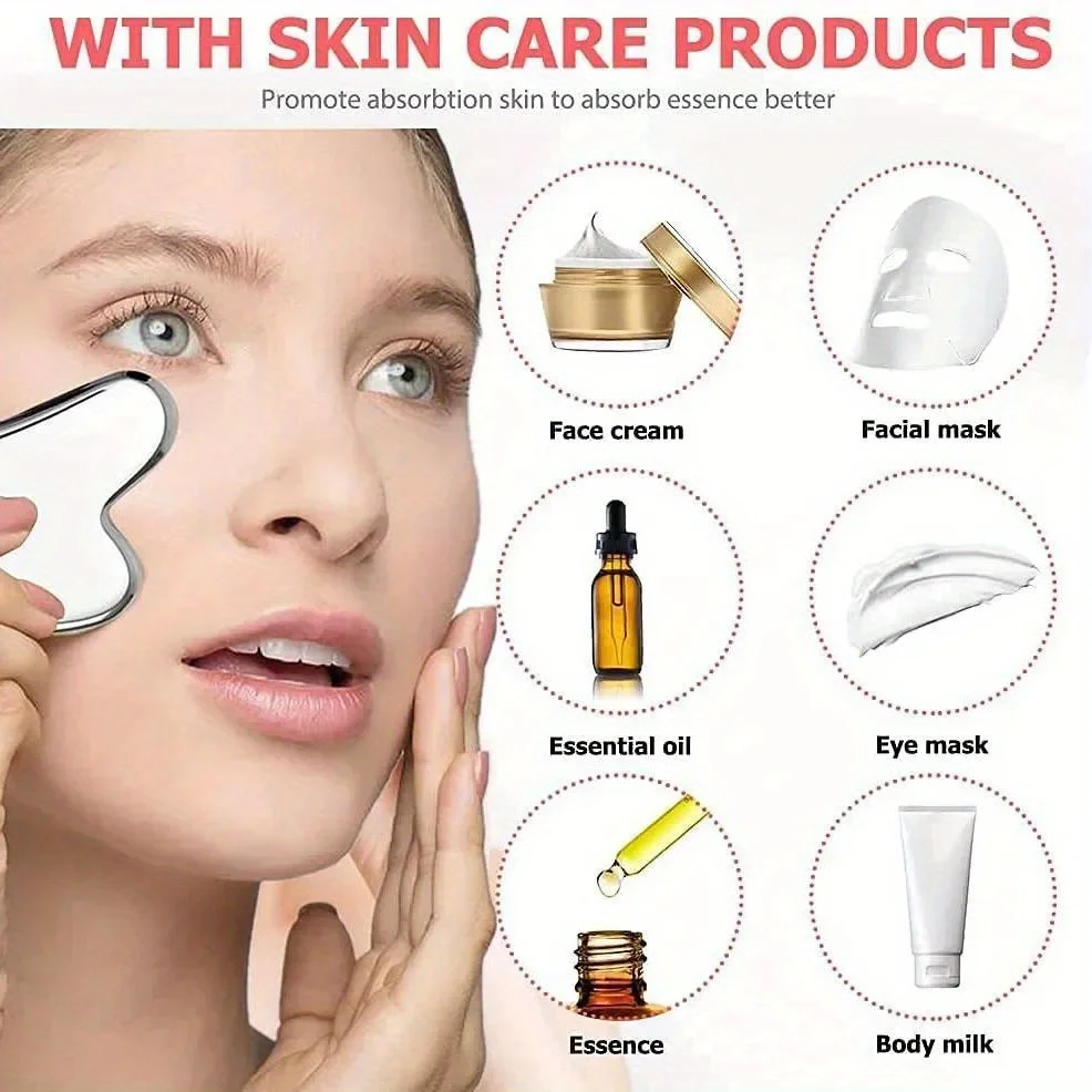 Reusable Ice Face Roller & สแตนเลส Gua Sha ชุดเครื่องนวดหน้าลูกกลิ้งนวดหน้า Face Lifting Beauty Skin Care เครื่องมือ