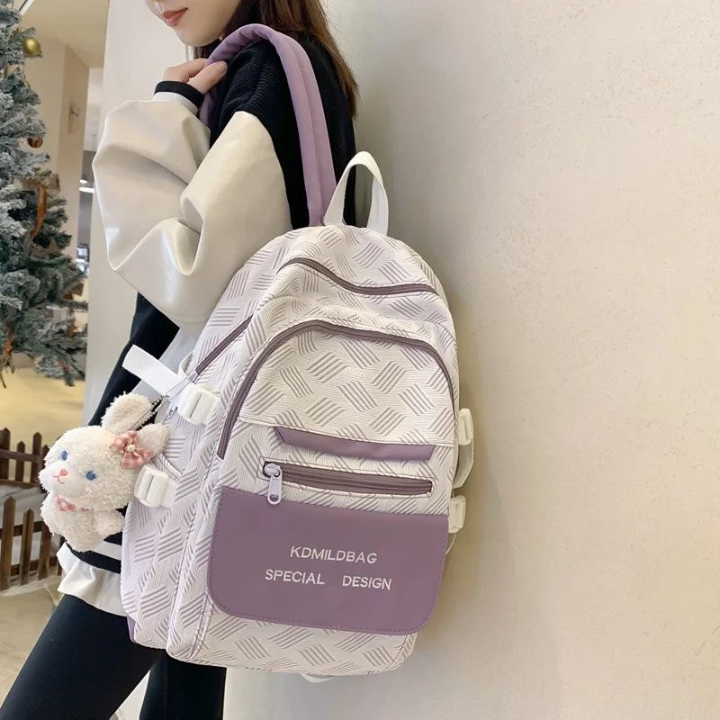 

Young Girls Boy Backpack New Small Fresh Fashion Student School BagKorean Version Versatile Large Capacity Zipper Schoolbags