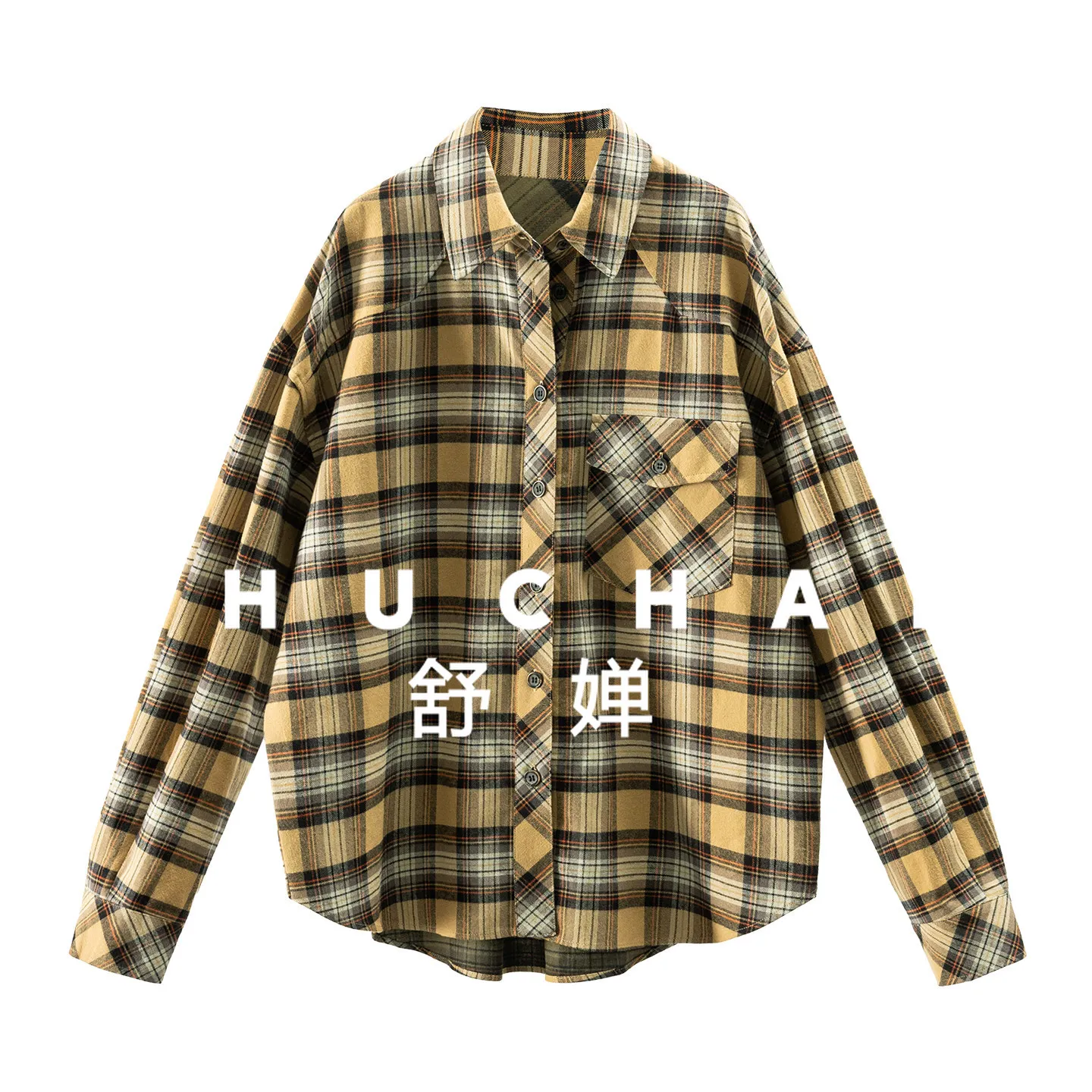 

2026 Spring Literary and Artistic High Wisdom French Retro 100 Cotton Plaid Arc Pendulum Shirt Female 44I0