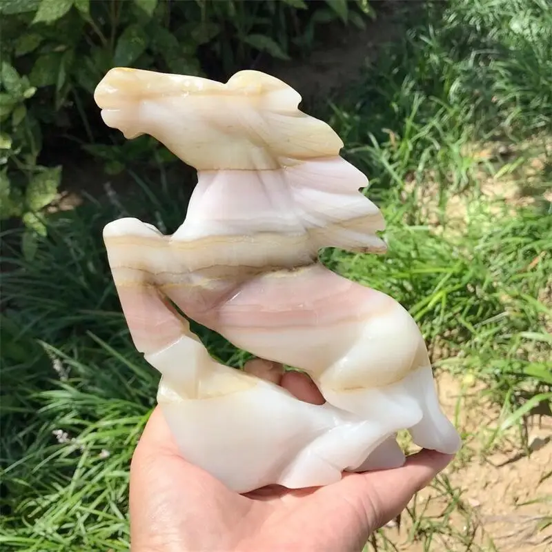 

Natural Colored Calcite Horse Carving Animal Reiki Healing Fengshui Stone Crafts Holiday Gifts 1pcs