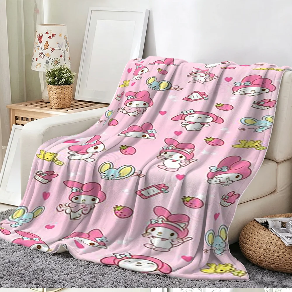 Cute Pink Cartoon Rabbit and Mouse Pattern Throw Blanket Soft Blanket for Kids Girls Bedroom Sofa Decor