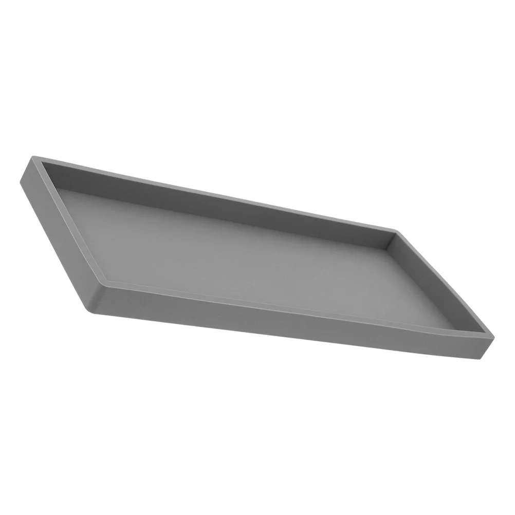

Silicone Bathroom Vanity Tray 10x20 Grey Rectangular Storage Multi function Jewelry Makeup Dish Countertop Toothbrush Holder