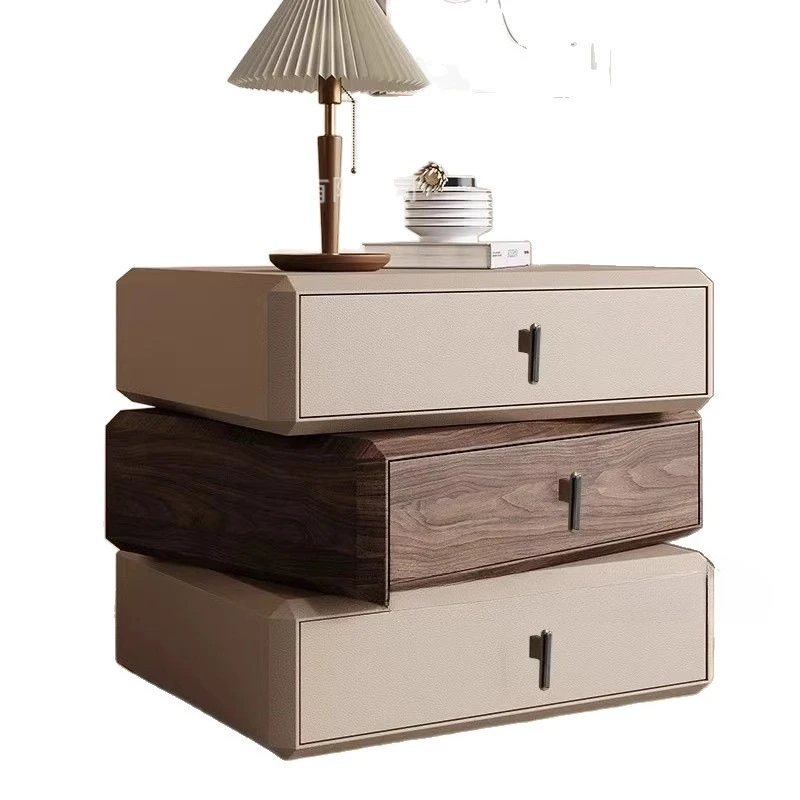 

All solid wood Italian cream bedroom three-layer rotatable bedside table