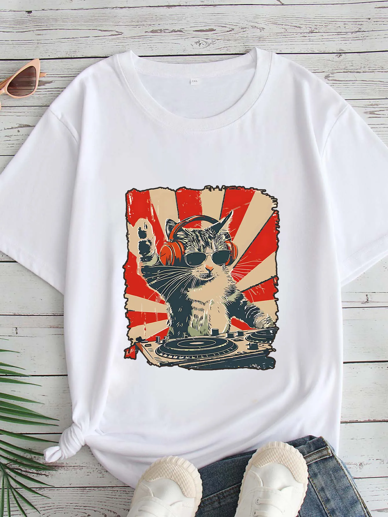 

Women's Large Size Printed round Neck Short Sleeve T-shirt 1-7XL Comfortable Casual Top in European Style