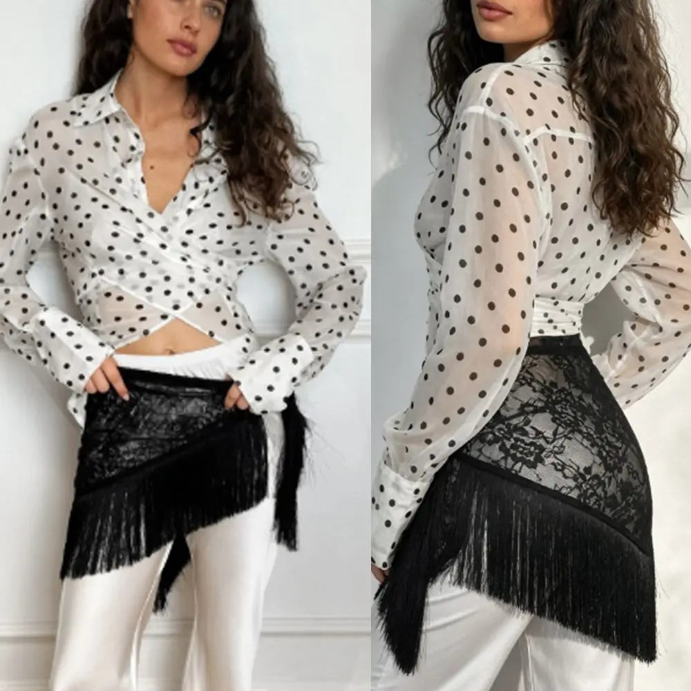 

with Tassel Black Lace Skirt See Through Y2K Streetwear Lace Up Ruffles Skirt Embroidered Flower Harajuku Lace Mini Skirt