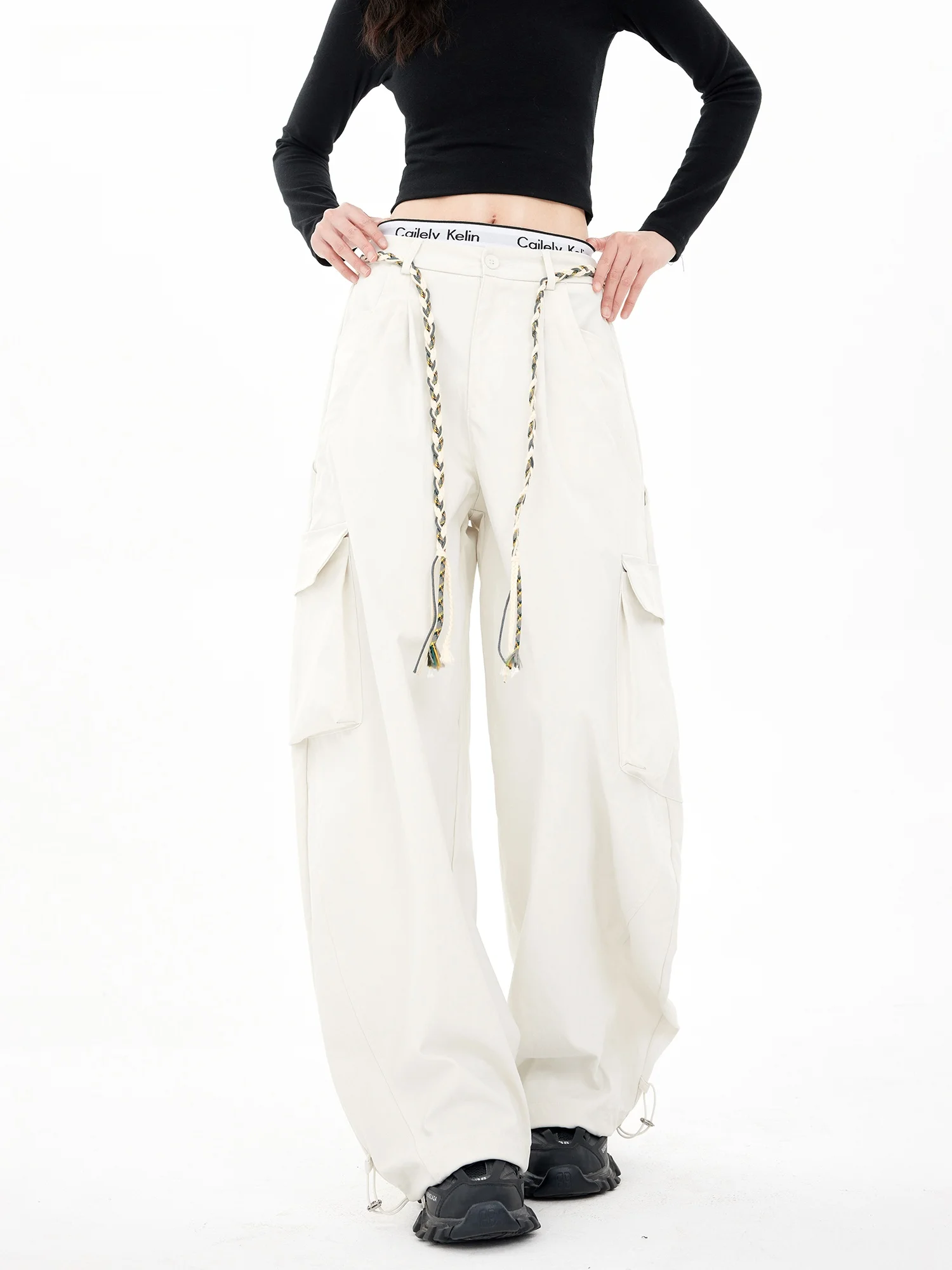 

Повседневные брюки EDX: свободные рабочие брюки, новинка весны 2026, универсальные белые спортивные брюки с широкими штанинами, уличный стиль, ленивый шик