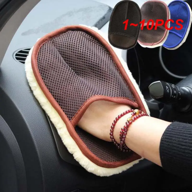 1~10PCS Car Cleaning Car Styling Wool Soft Car Washing Gloves Cleaning Brush Motorcycle Washer Care  Car Accessories