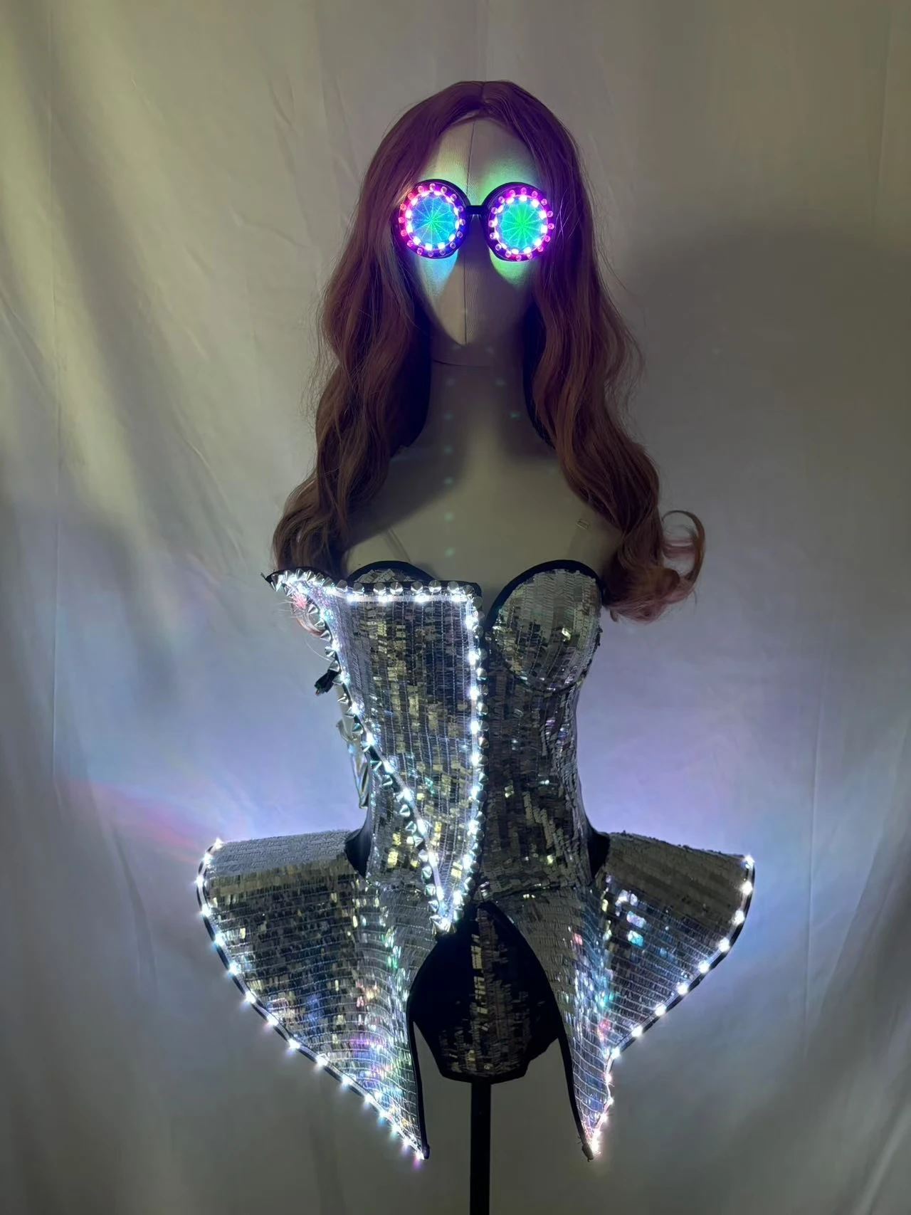 เซ็กซี่ Silver Pearl Sparkle Strapless ไนท์คลับชุดนักเต้นหญิงชุดฉลองปาร์ตี้ Performance PARTY เครื่องแต่งกาย