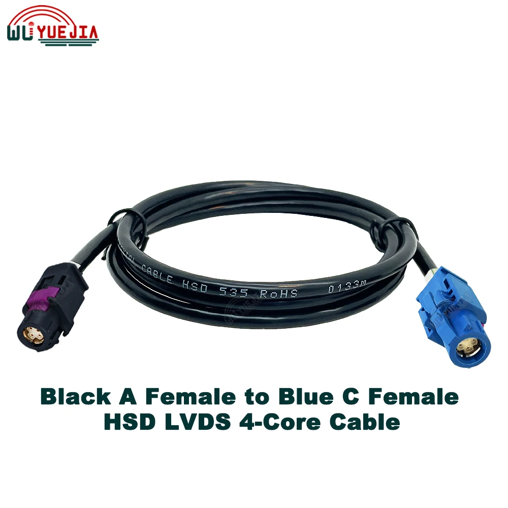 HSD LVDS Cable Black Code A to Blue HSD C 4 Pin 100 ohm Connector For Auto BMW Audi Mercedes-Benz Land Rover Video 4-Core Cable