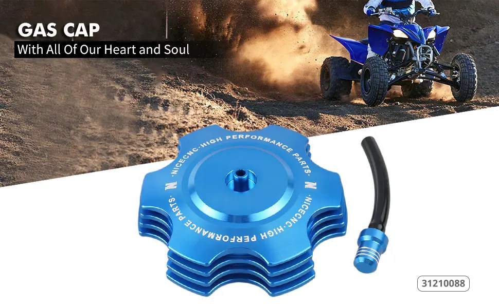 NICECNC Für Yamaha YFZ450R YFZ 450 2009-2023 Öl- und Benzintankdeckel Kraftstoffabdeckung zur Leckagevermeidung Aluminium ATV-Zubehör – Detail 2