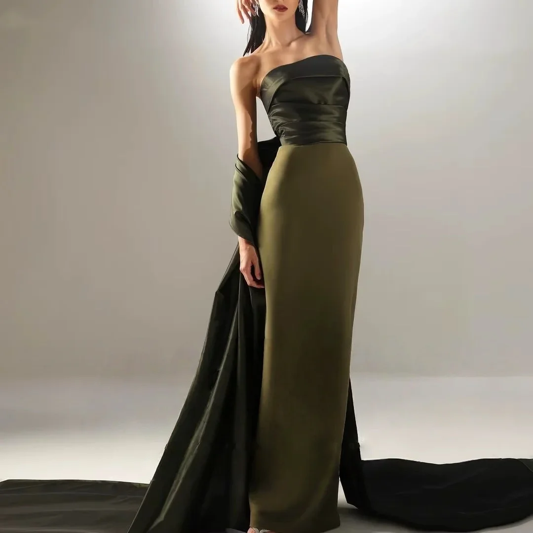 

Customized elegant Long Formal Mermaid Prom Dresses for Women Evening Dress Floor Length Pleated Robe Party sexy Prom Gown