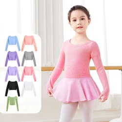Dziewczęcy sweter do tańca baletowego Elastyczny sweter z płaskim ramieniem Nastoletnie dzieci Jesień Zima Pulowery z długim rękawem Dzianina