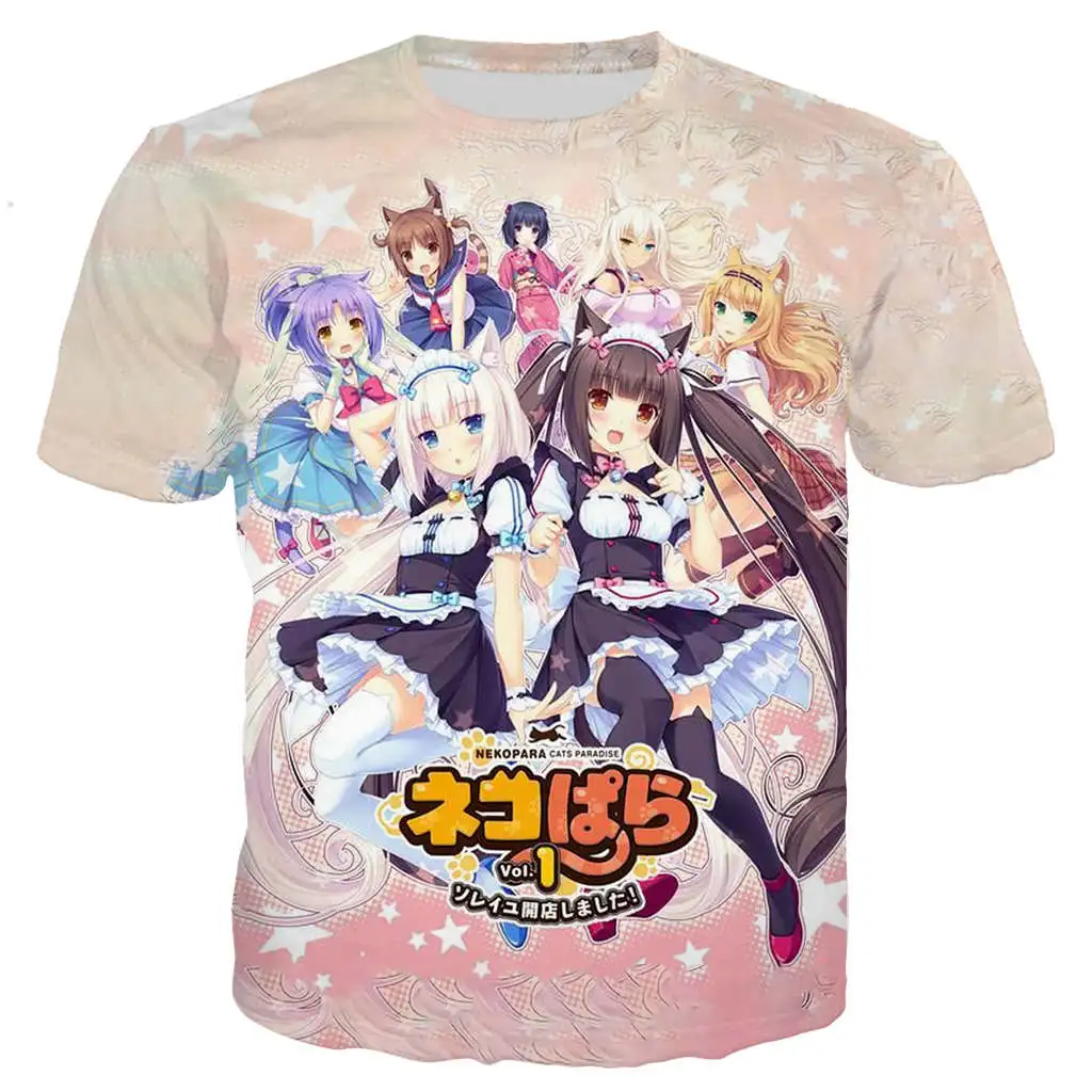 Cool T Shirt Men/women Nekopara Chocola Vanilla 3D Printed T-shirts Short Sleeve Harajuku Style Tshirt Streetwear Tops Tees 6XL