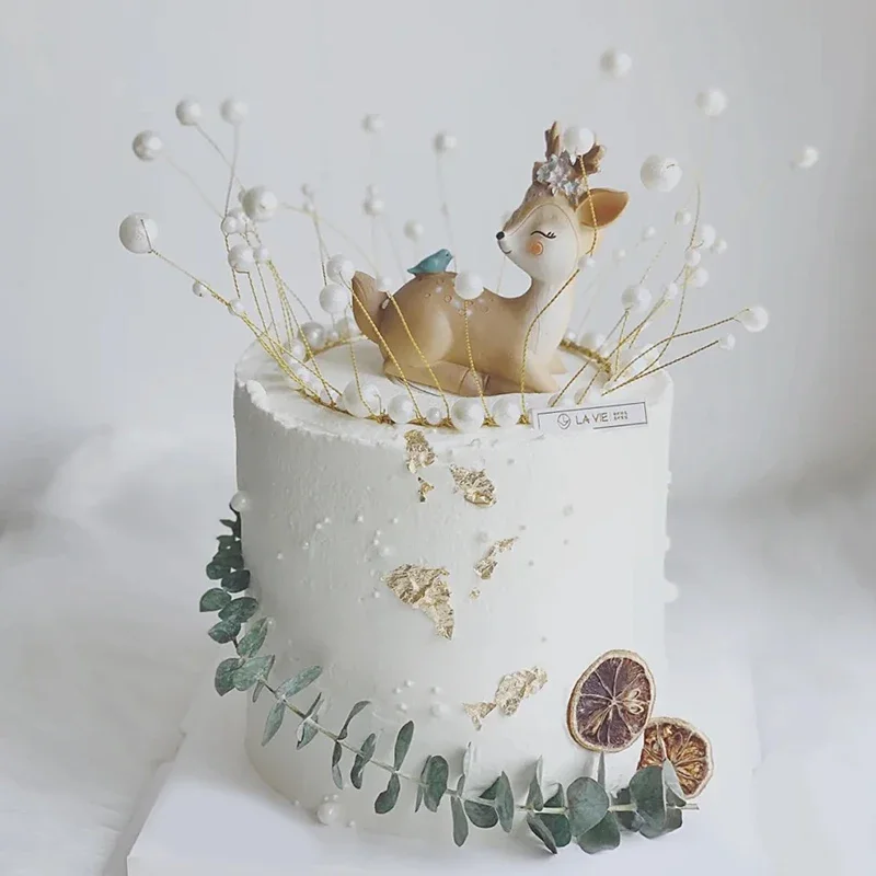 Cake Topper Birthday Party Baby Deer Girl Lovely Forest Theme Kids Princess Happy Supplies Cake Dessert Decorating Animal Gifts