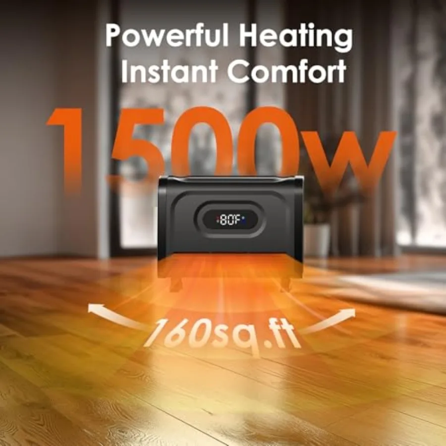 Electric Wall Heater, 1500W Infrared Space Heater with Remote and ALCI Plug, Adjustable Thermostat, 12H Timer, 3 Modes, Child L
