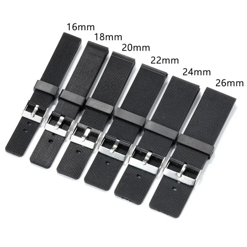 Unisex-Uhrenarmband, 16 mm/18 mm/20 mm/22 mm/24 mm/26 mm, Kunststoff-PVC-Metallstruktur-Uhrenarmband