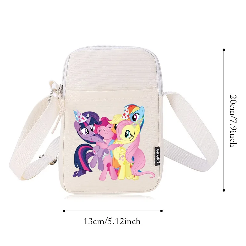 حقيبة كتف للفتيات من My Little Ponys حقيبة كتف كرتونية مطبوعة على شكل وحيد القرن للطالبات حقيبة هاتف صغيرة كاواي للنساء جيوب كروس غير رسمية هدايا