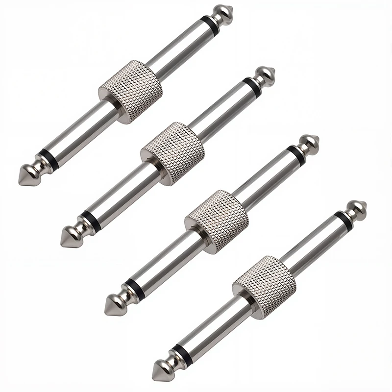 2PCS Guitar Effect Pedal Jack Connector Plug 6.35mm Metal Solder Connection Coupler Crank Jumper Patch