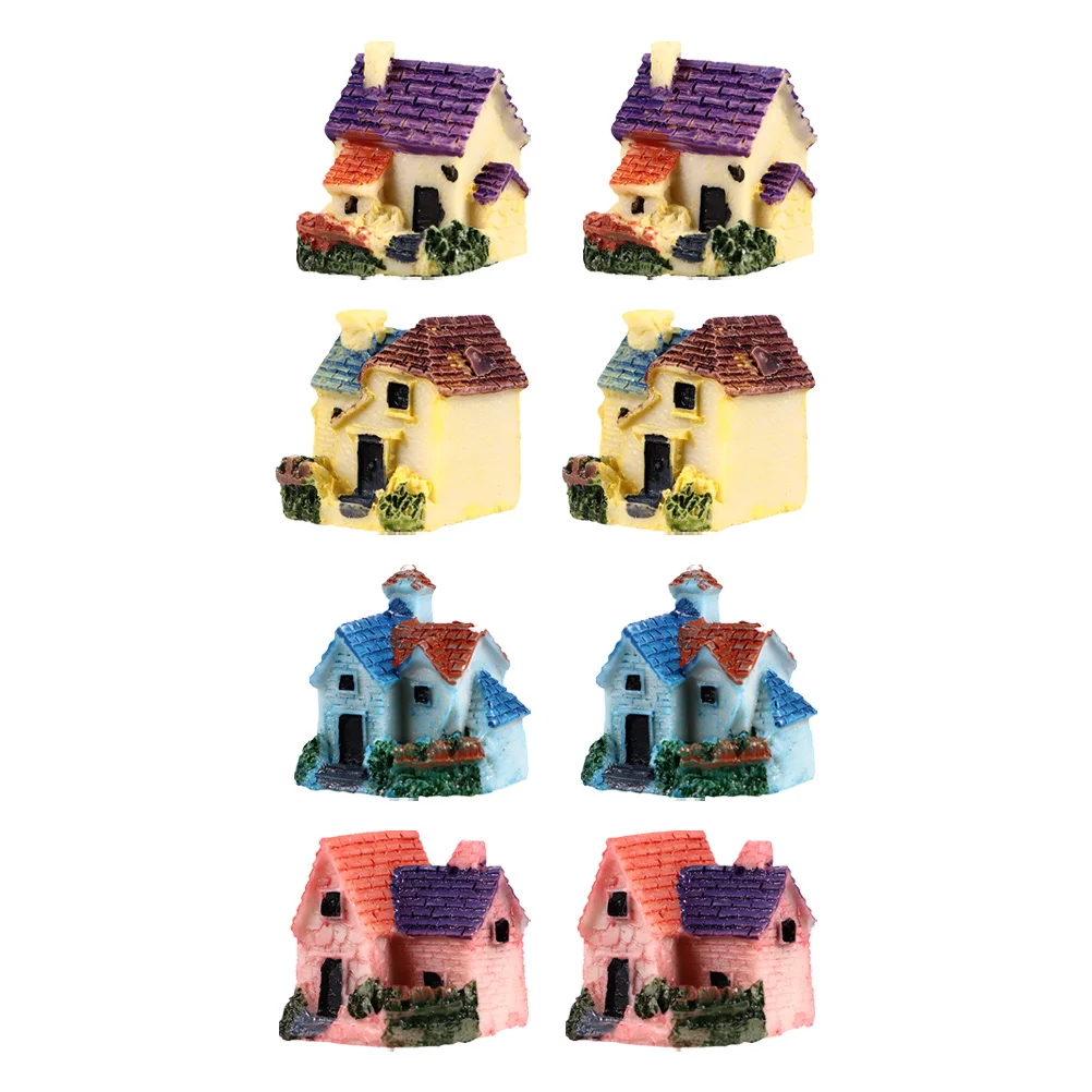 

8pcs Resin Succulent Ornament Lovely Gardening Props Detailed Mini House Decor Accessories Fit DIY Safe Plant Flower Miniature