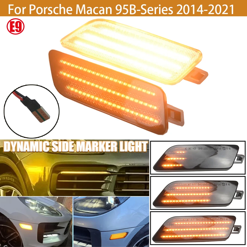 For Porsche Macan 95B-Series 2014-2021 LED Repeat Blinker Side Marker Car Dynamic Front Fender Indicator Turn Signal Lamp