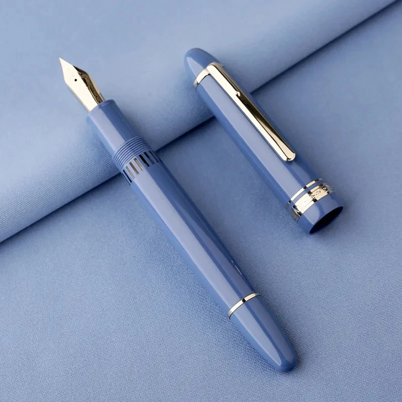 majohn p136 glacier azul fountain pen metal cobre pistao ef 04 mm f 05 mm m nibs escola escritorio estudante escrita caneta papelaria 01