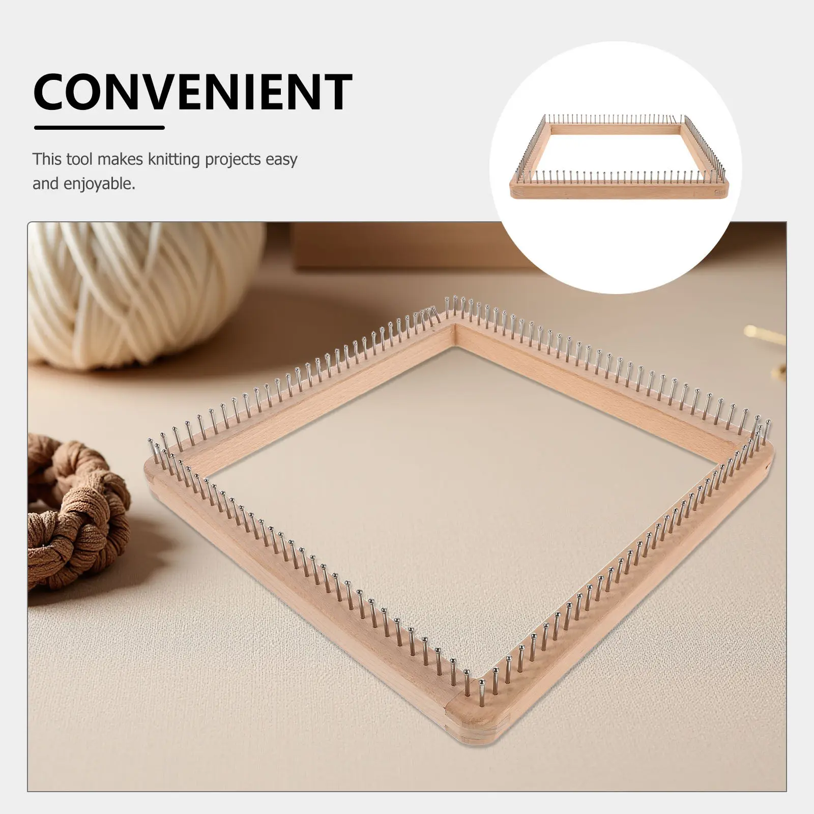 Wood Knitting Board 30 X 30Cm Wooden Loom Frame Beginner DIY Weaving Tool for Hat Scarf Blanket Craft Scarf Loom