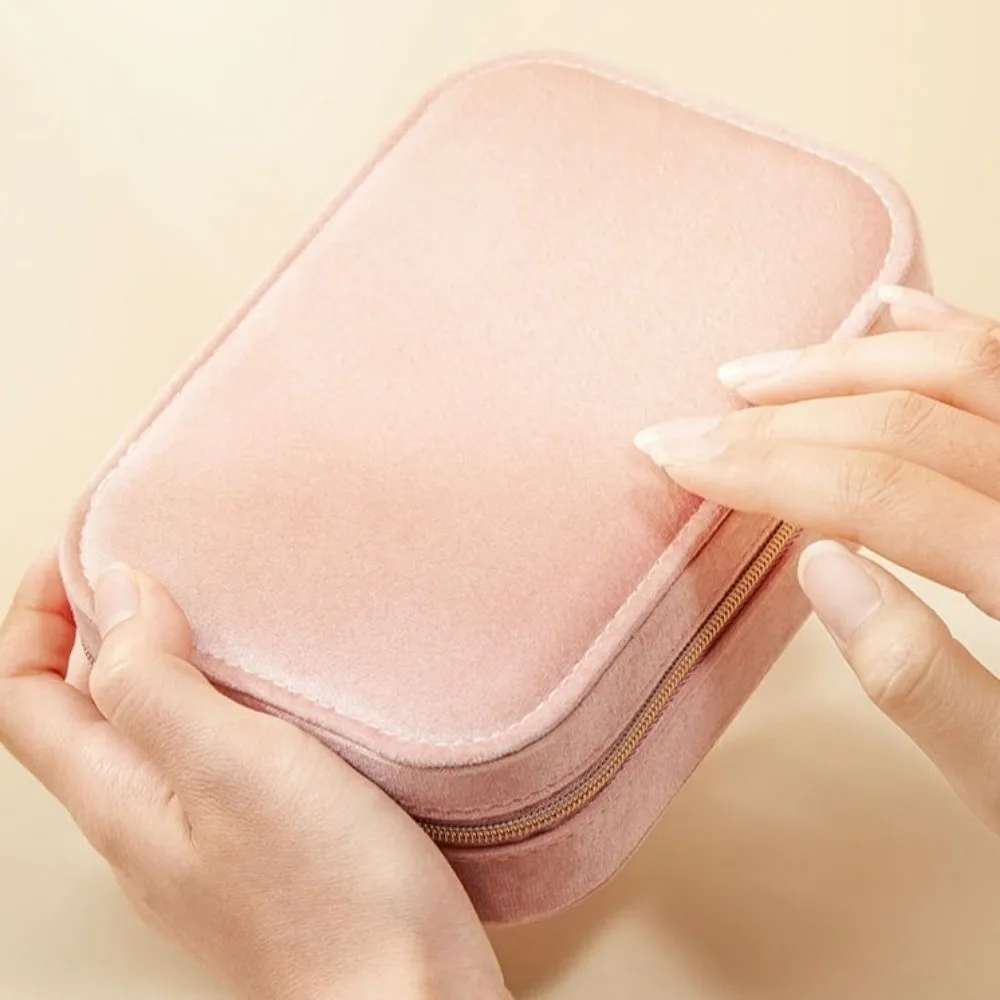 2 Layer Velvet Jewelry Box Rectangle Dustproof Jewelry Gift Displays Box Large Capacity Simple Jewelry Case Girlfriend