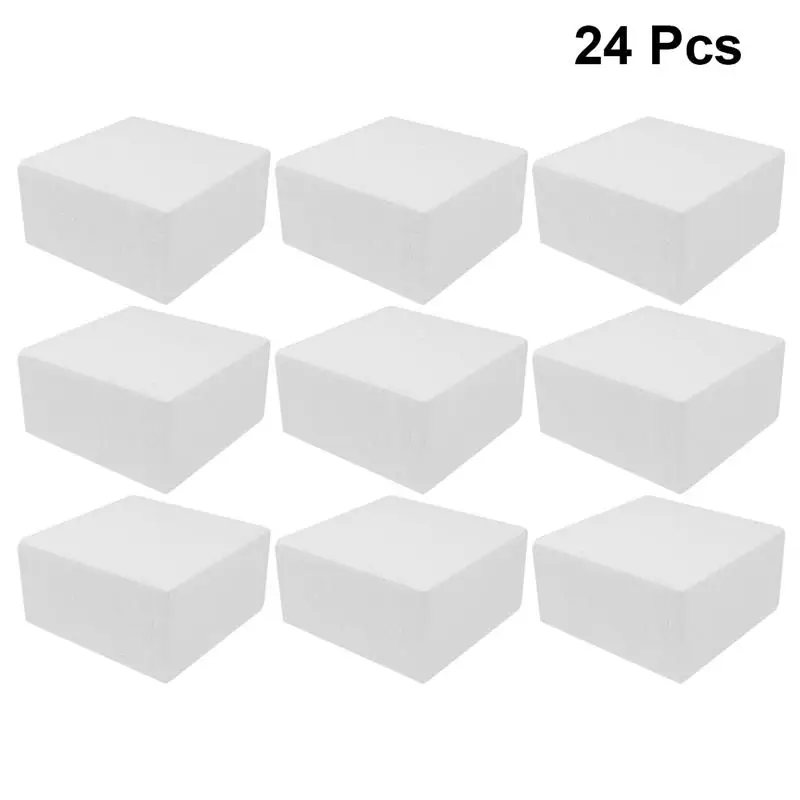 24pcs 10cm Square Cake Craft Blocksdummy Practice Block Diy White Deepcrafts Mould Polystyrene Molds Fondant Bricks Tools