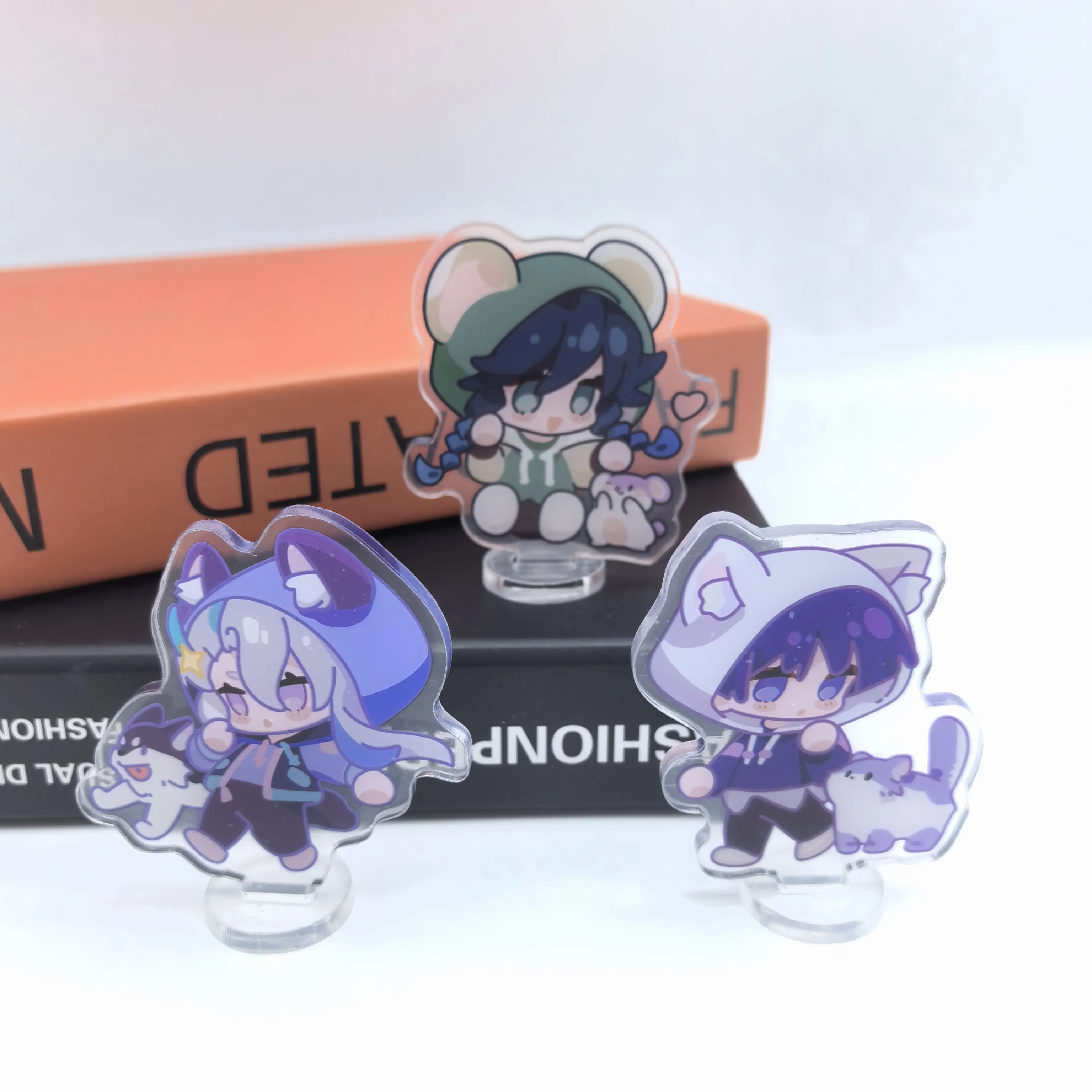 1Pc Anime Game Genshin Venti Neuvillette Xiao Mini Cute Standing Plates Desktop Decoration Acrylic Standing Plate Girl\'s Gifts