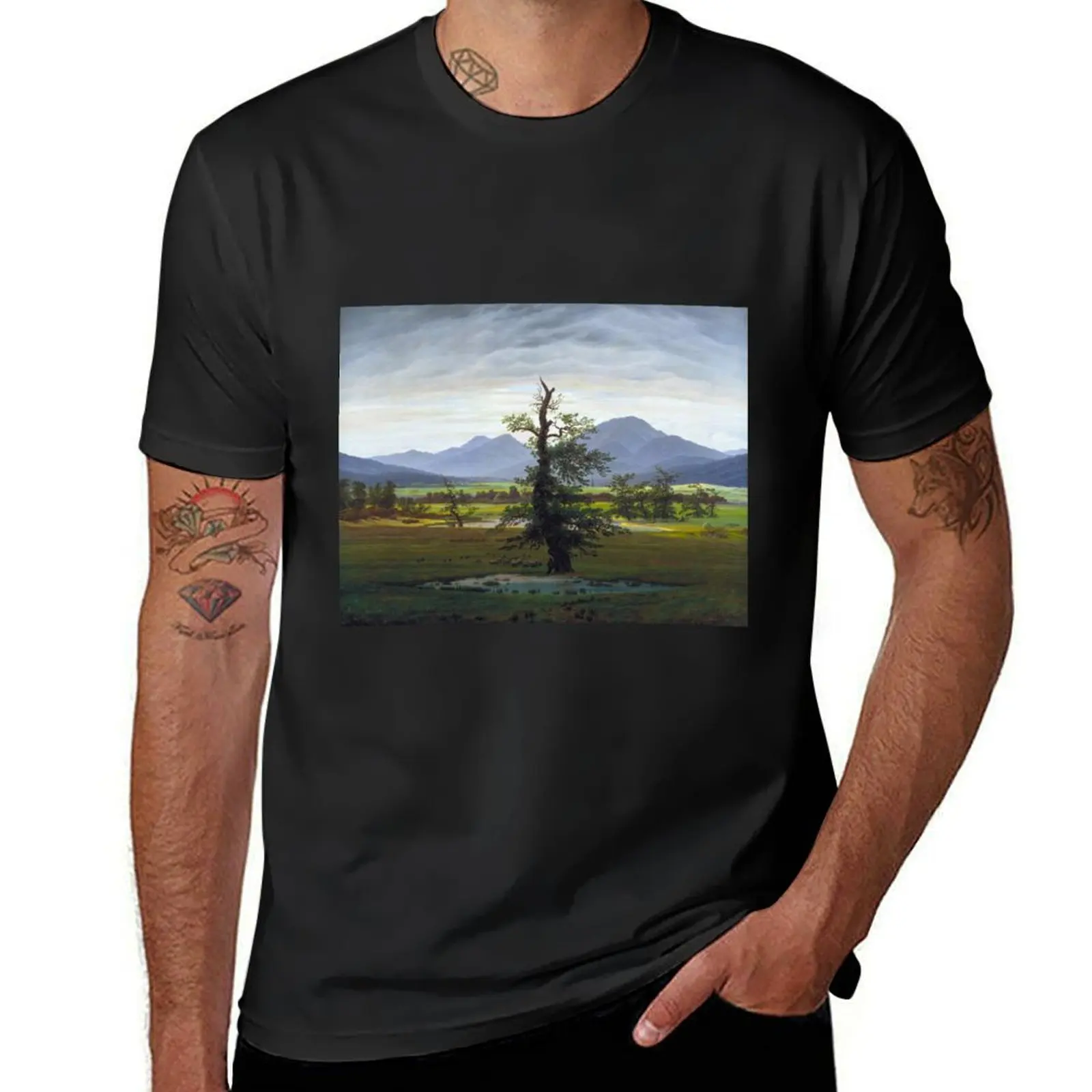 Caspar David Friedrich - The Lone Tree T-Shirt Short sleeve tee summer tops oversized t shirts for men