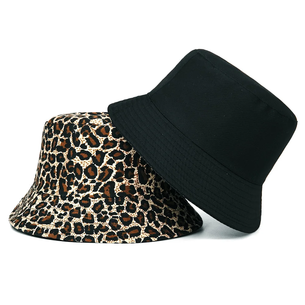 Leopard Print Bucket Hats for Women Men Summer Sunscreen Panama Fashion Outdoor Sun Gorras Unisex Fisherman Caps Reversible