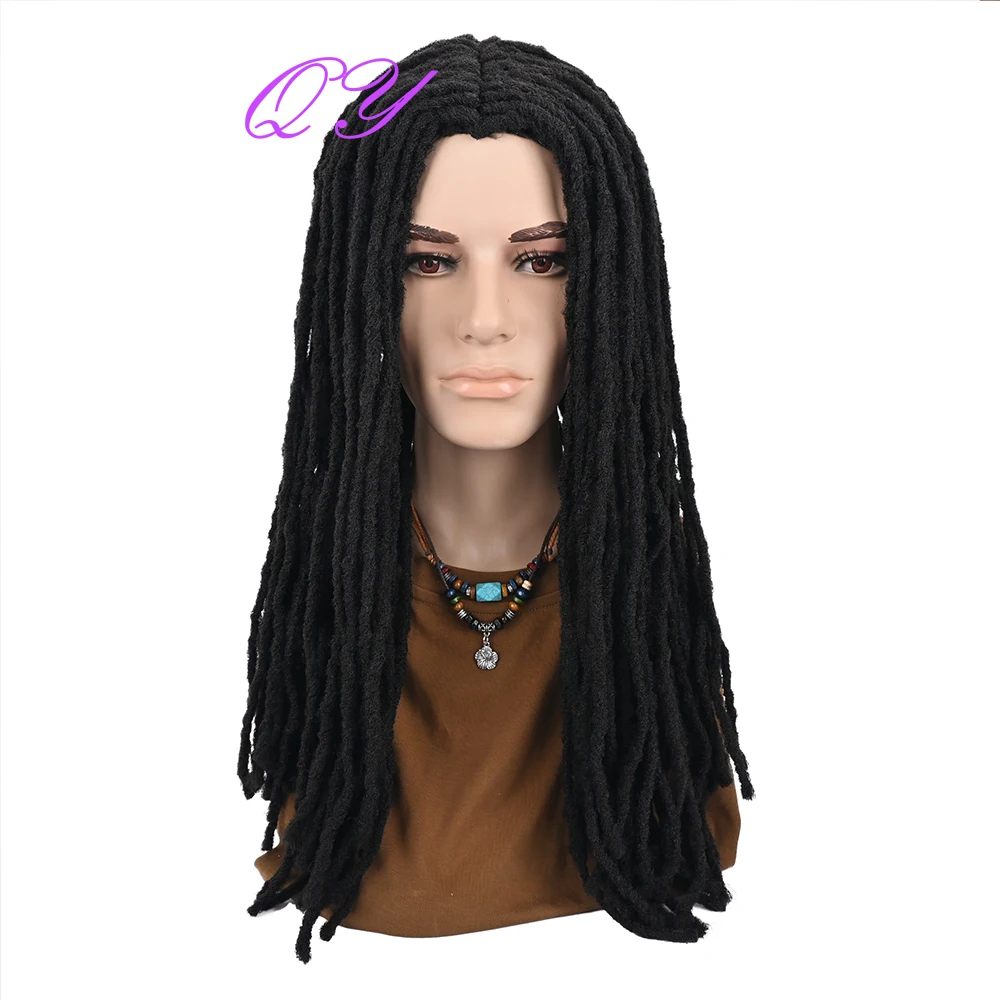 Men's long dreadlocks  wig African traditional black wig synthetic fiber wig suitable for daily wearsuitable for daily wear