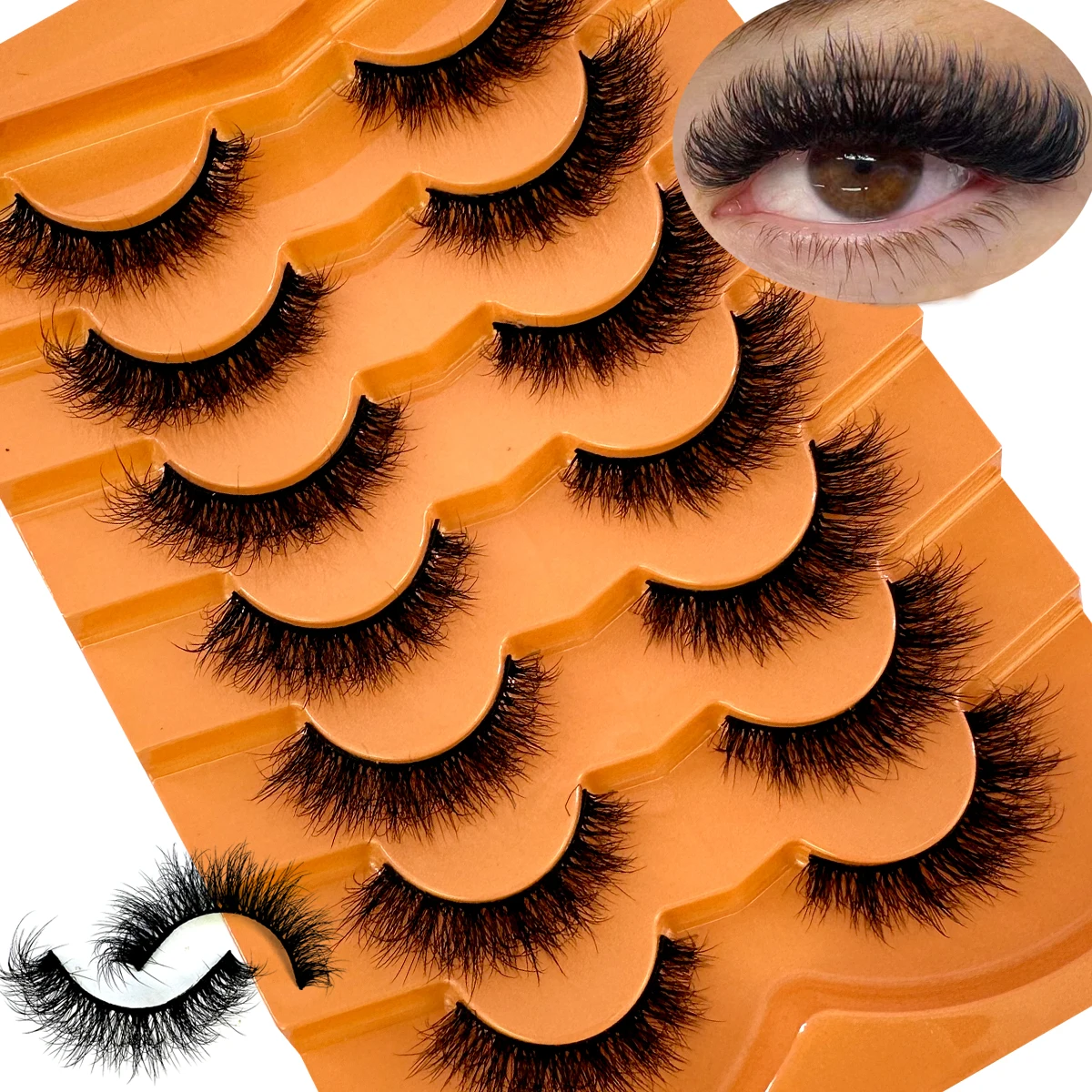 7Pairs Maquiagem Short Natural Mink Lashes 5D Fluffy Wispy Eyelashes Volume 12mm-15mm False Eyelashes Eyelash Extensio makeup