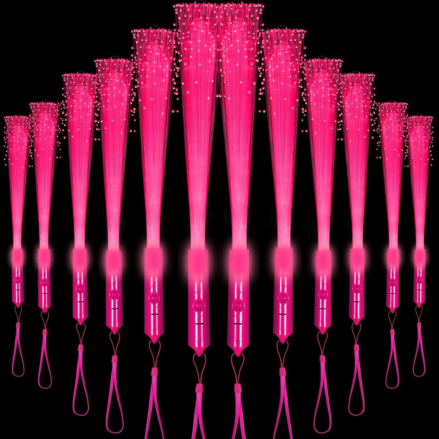 12pcs LED Fiber Optic Stick Fiber Optic Wands Bulk LED Light Up Sticks Flashing Glow Wands with 3 Light Modes Party Favors