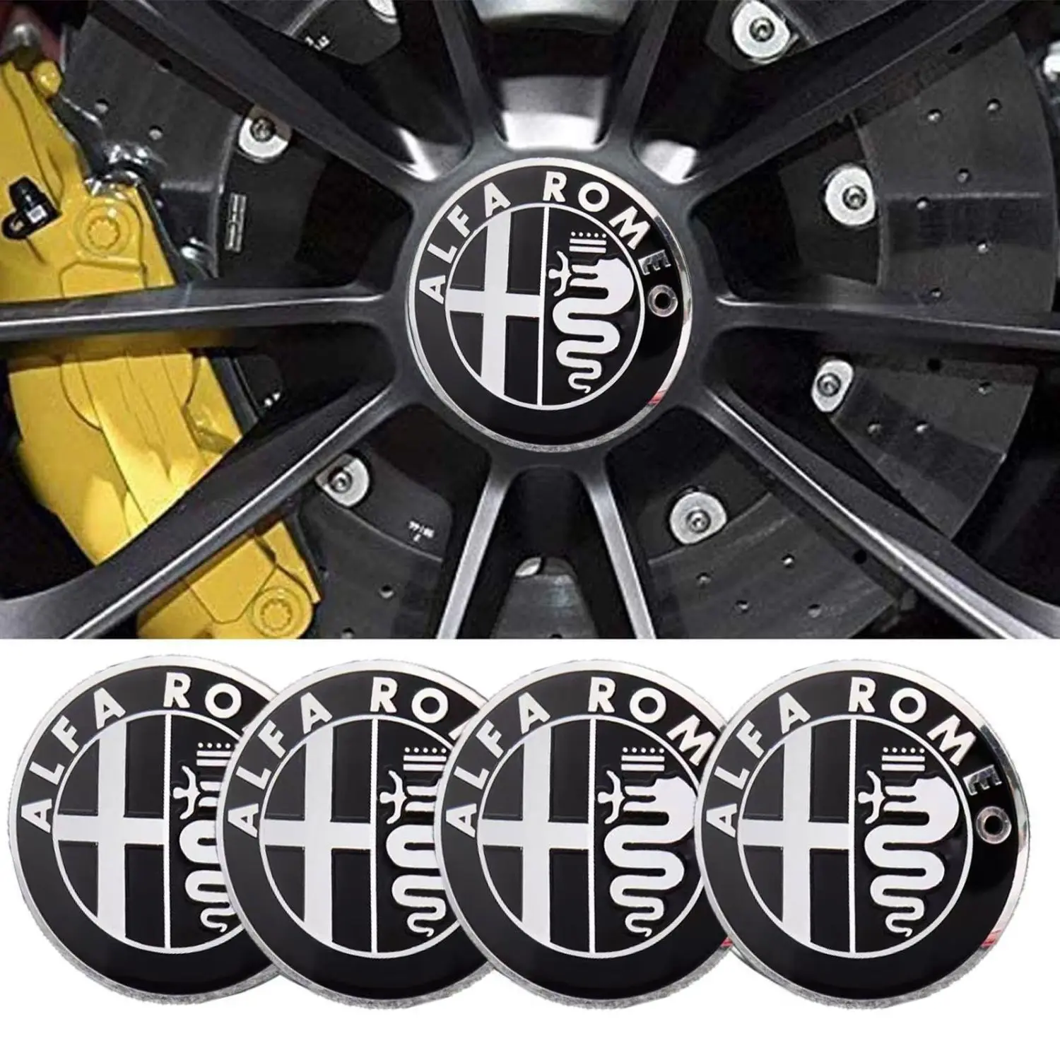 

4pcs 56mm car wheel hub center sticker replacement cover dustproof modification accessory suitable for For Alfa Romeo Juliet