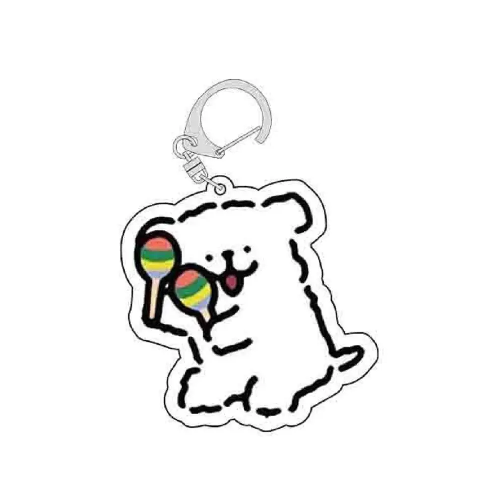 Cartoon Little White Dog Key Chain Cute Acrylic Maltese Dog Pendant Micro Landscape Decoration Key Ring