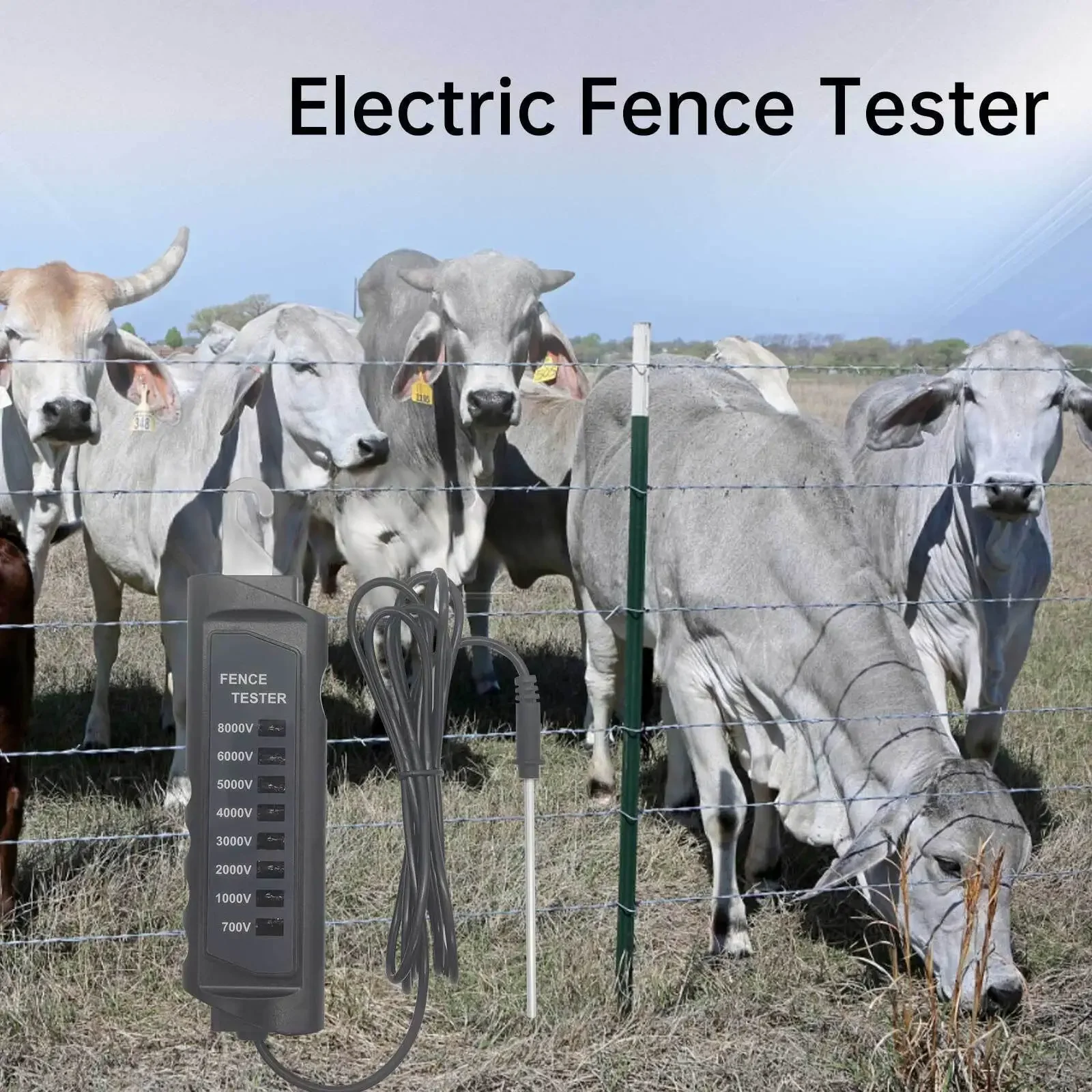 Tester per recinzione elettrica Finder di guasto Tester di tensione per recinzione elettrica digitale 700-8000V